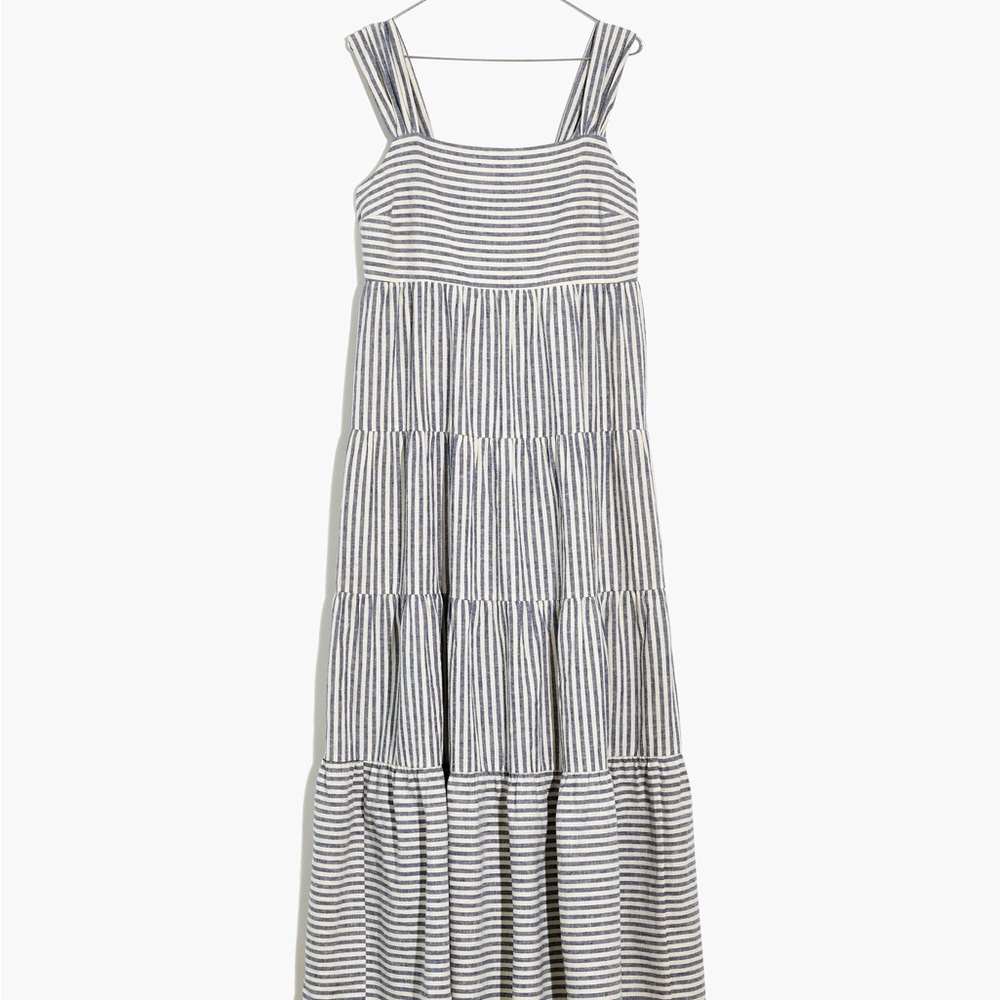 Madewell Striped Tiered Maxi Dress Hemp Cotton Blend